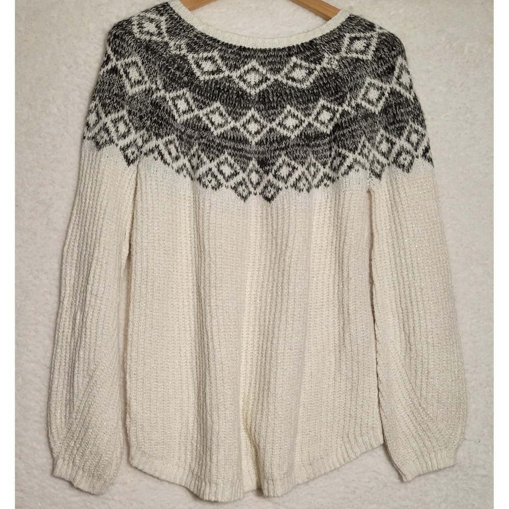 JUSTICE Girls Fair Isle Sweater Size 20 Holiday Christmas Rhinestone 0204 - Picture 2 of 8